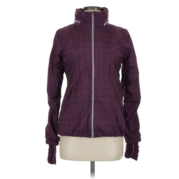 Lululemon Run Hustle Plum Purple Plaid Sz 2 Lightweight Water Resistant Jacket